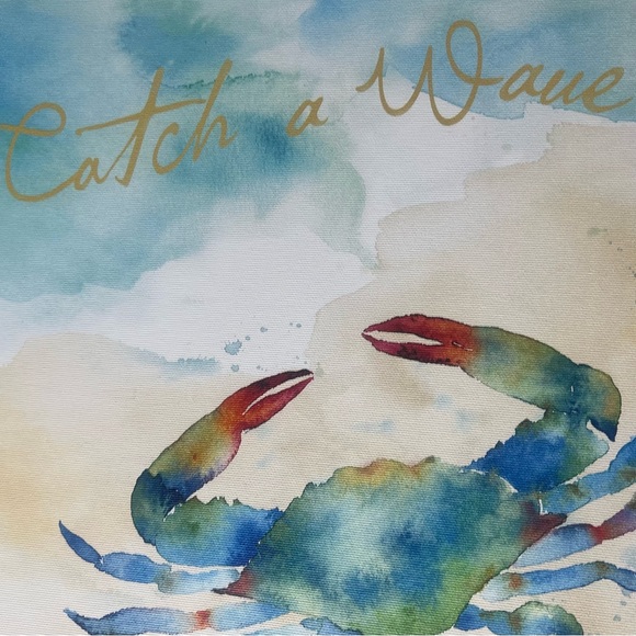 Home, Canvas art, print, 12x12, Catch a Wave-titled, Crab themed, Wall art, NWOT - Picture 2 of 3